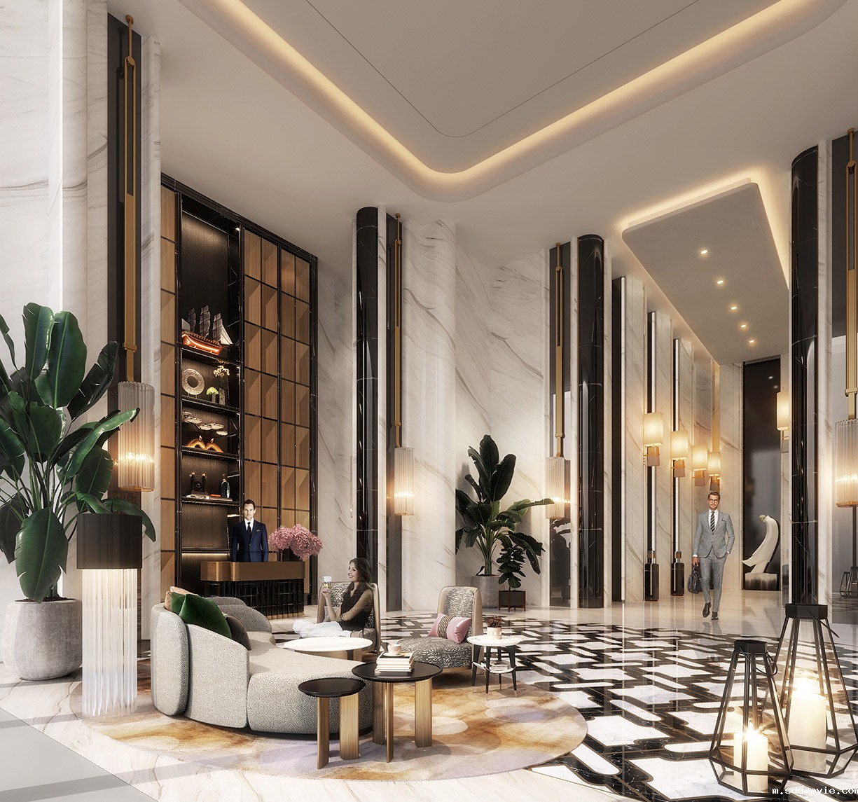 奢华商务酒店设计_成都朗廷酒店大堂吧